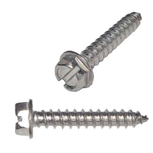 HWHTS612S #6 X 1/2"  Hex Washer Head, Slotted, Tapping Screw, Type A, 18-8 Stainless